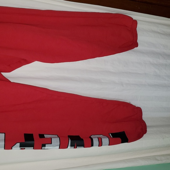 Red Sweatpants with Bold Lettering - Picture 4 of 9